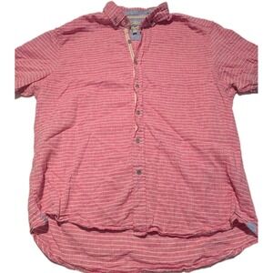 International Report Mens‎ XL Linen/Cotton Pink Striped Short S Button Down.